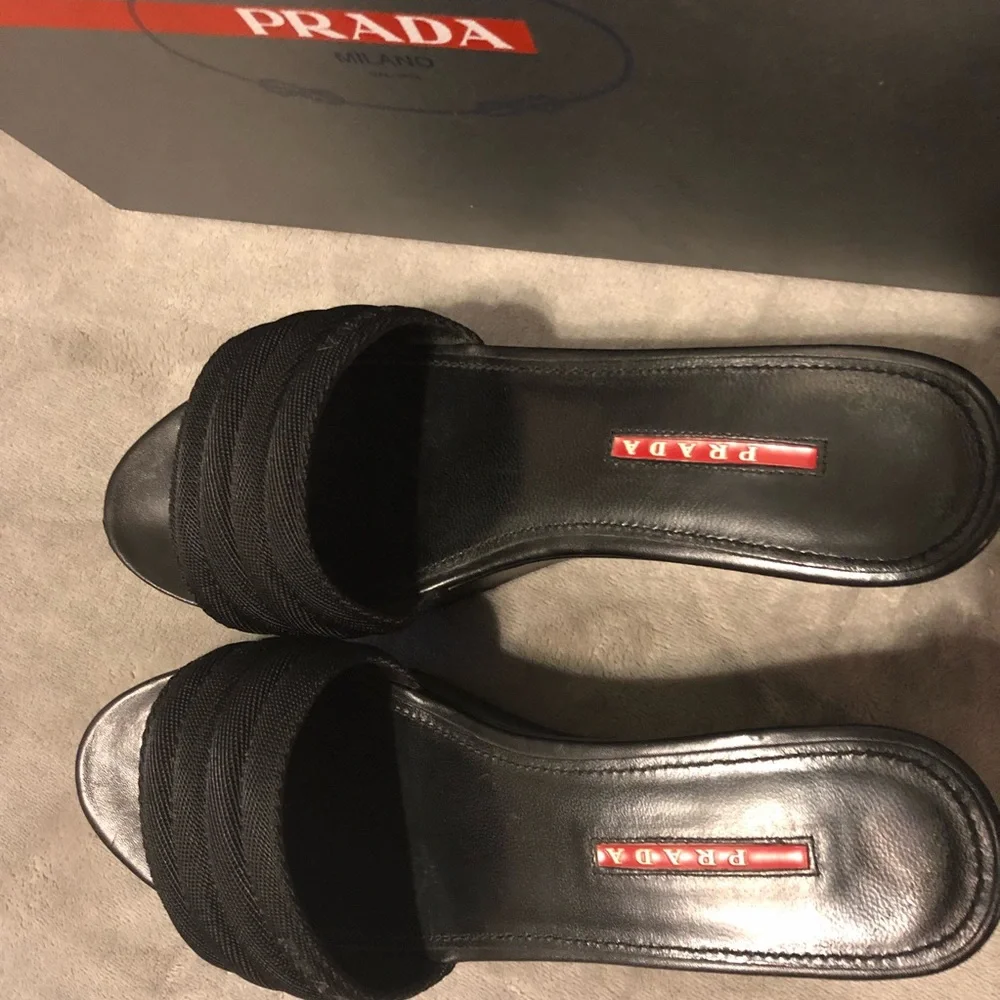 NEW PRADA SPORT PLATFORM SLIDE SANDALS 38.5 8.5